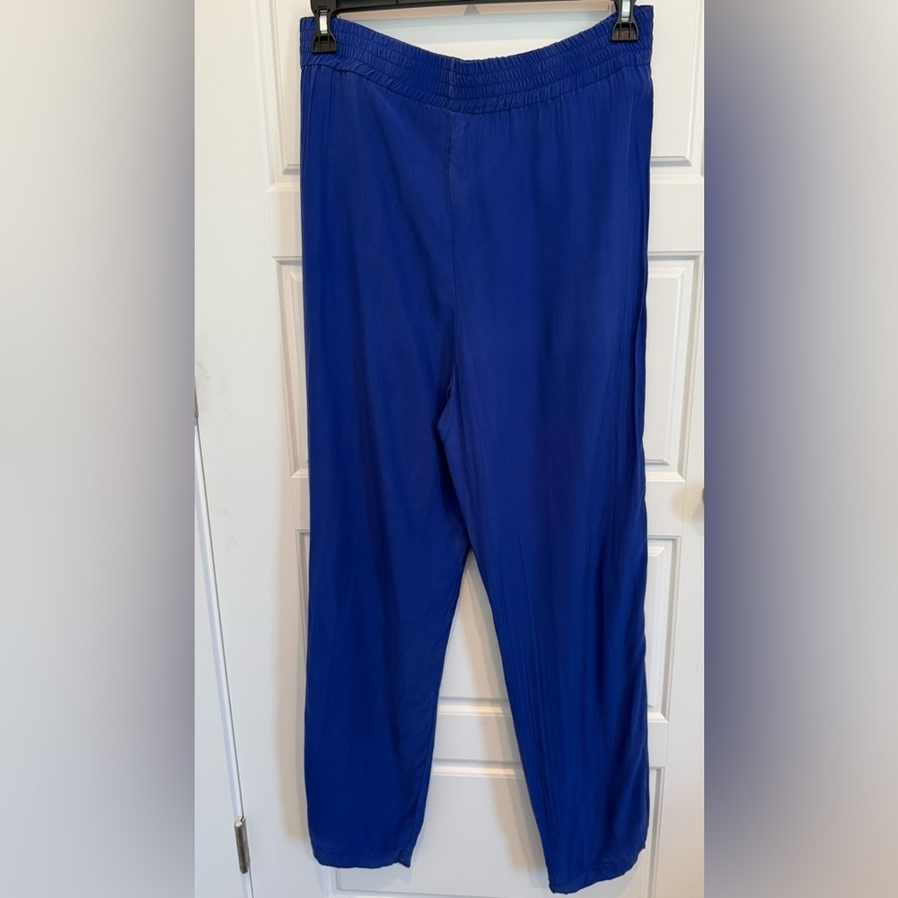Carole Little Vintage Blue Silk Harem Pants Pleated 1980’s Trousers Size 10 - Picture 3 of 6